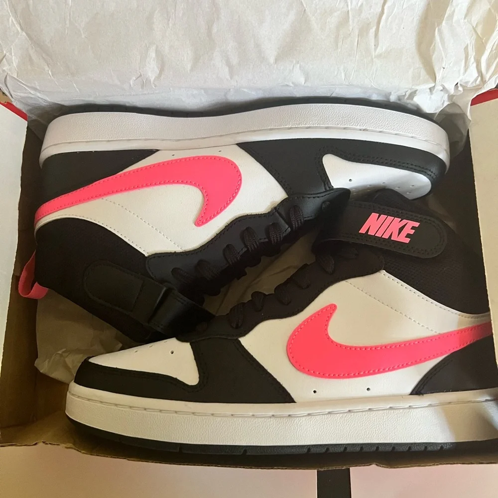 Nike Black, White & Pink Mid-Top Sneaker